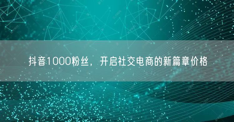 抖音1000粉丝，开启社交电商的新篇章价格