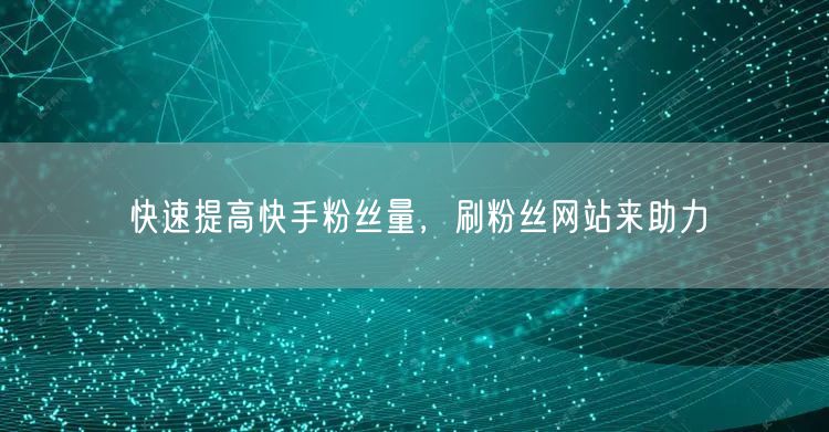 快速提高快手粉丝量，刷粉丝网站来助力