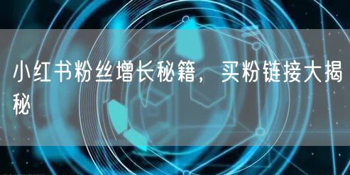 小红书粉丝增长秘籍，买粉链接大揭秘